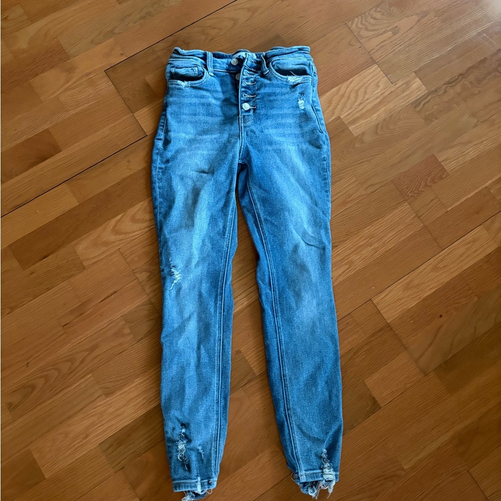 VERVET BY FLYING MONKEY Light Blue Distressed Skinny Jeans